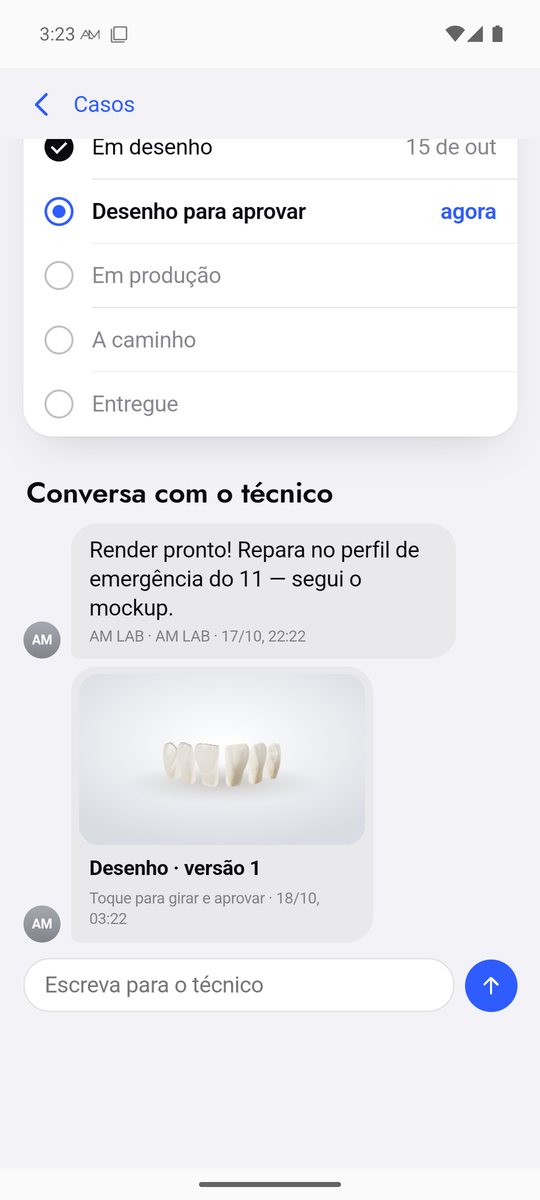 Conversa com o técnico com o desenho anexado